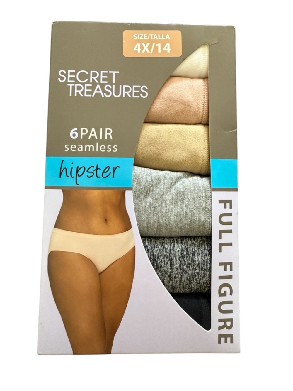 Secret Treasures 6-Pair Women's Hipster Underwear Panties Cotton 4X/14